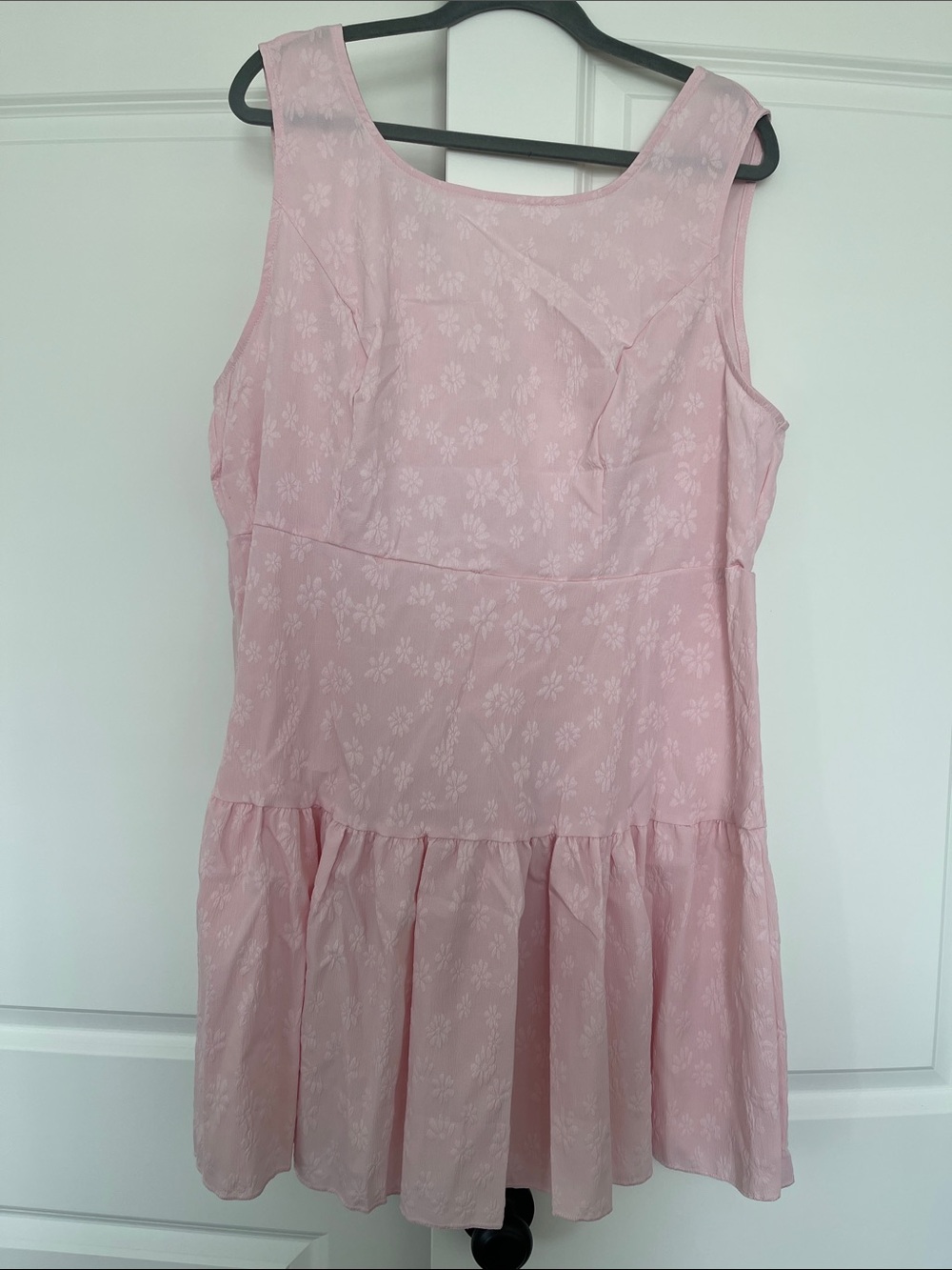 Sleeveless Pink Floral Drop-Waist Casual Dress